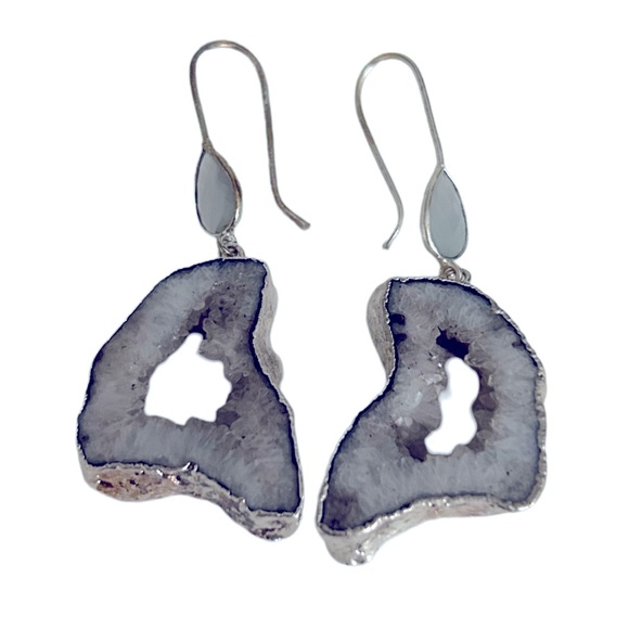 Agate .925 silver gemstone rock earring dangle new stone sparkly drop earring - Picture 1 of 1